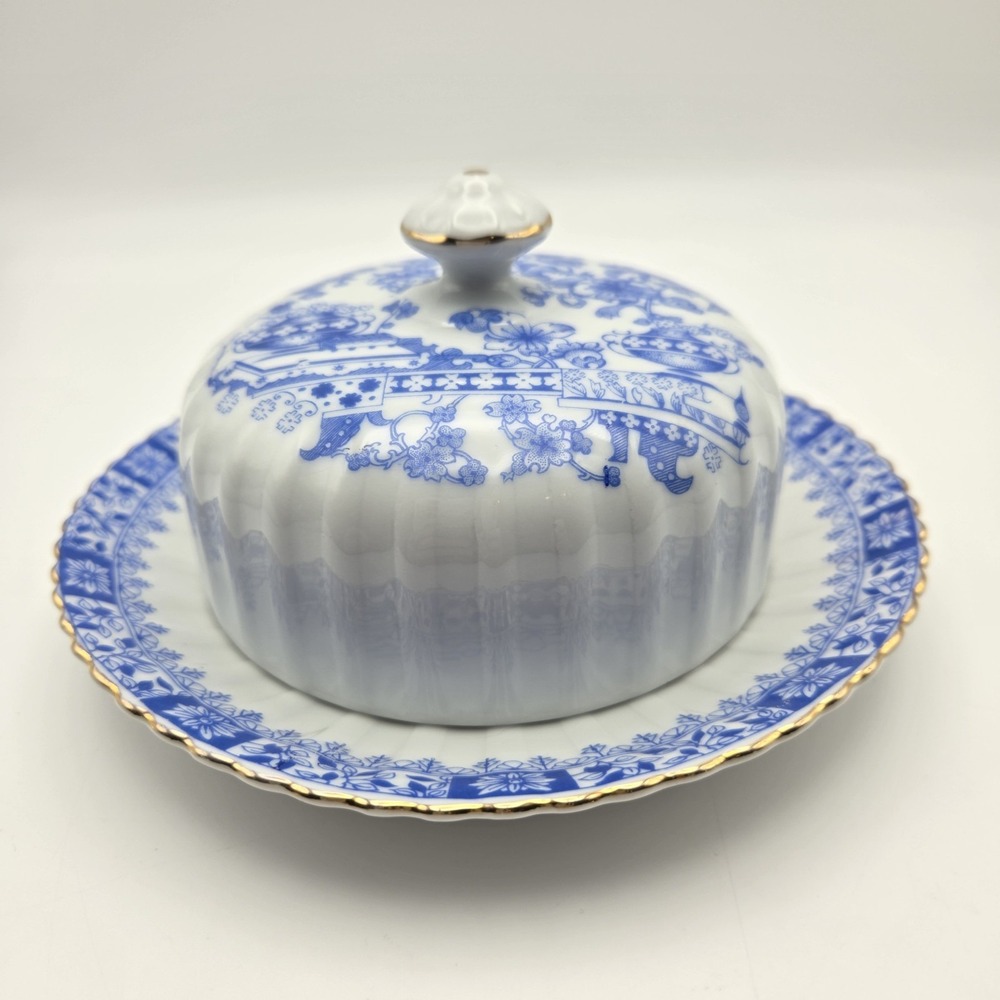 Vintage China Blau Bavaria Asian Pattern Blue & White Butter Dish Germany - Picture 3 of 14